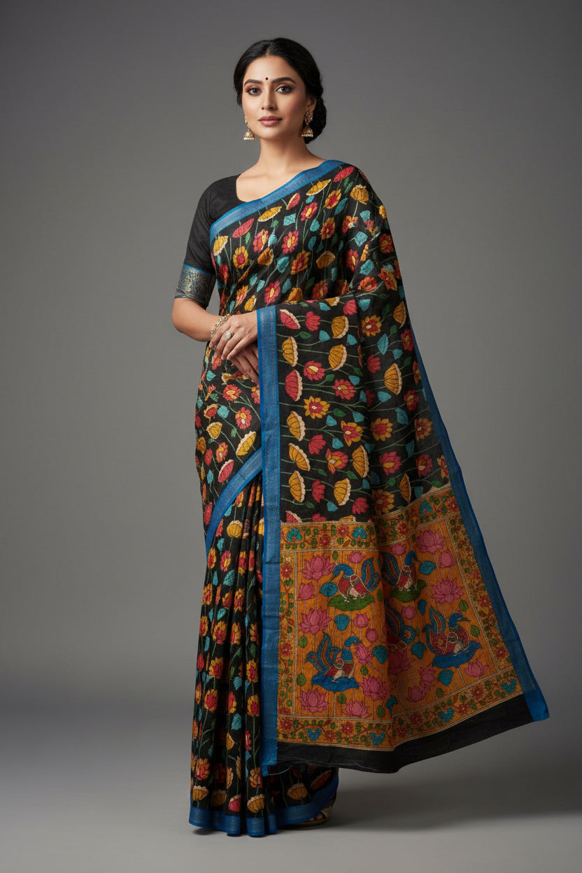 KALAMKARI HAND PAINTED SILK SAREE PRKRITI EDITION