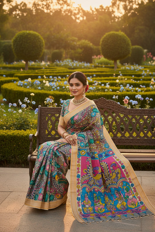 HAND PAINTED KALAMKARI SAREE PRKRITI EDITION