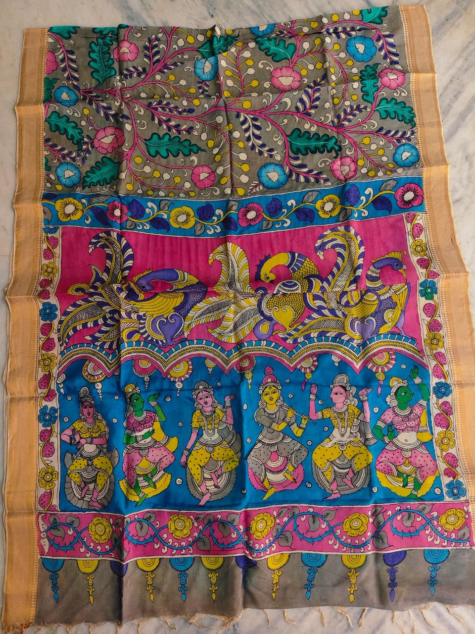 HAND PAINTED KALAMKARI SAREE PRKRITI EDITION