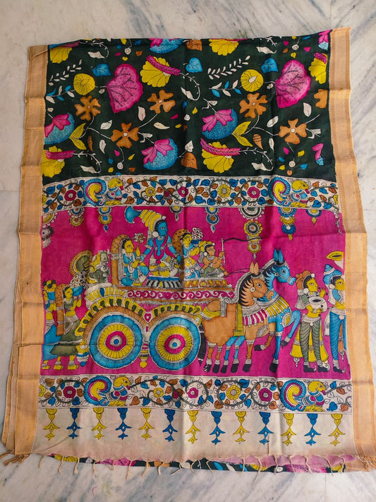KALAMKARI HAND PAINTED SILK SAREE PRKRITI EDITION CHARIOT