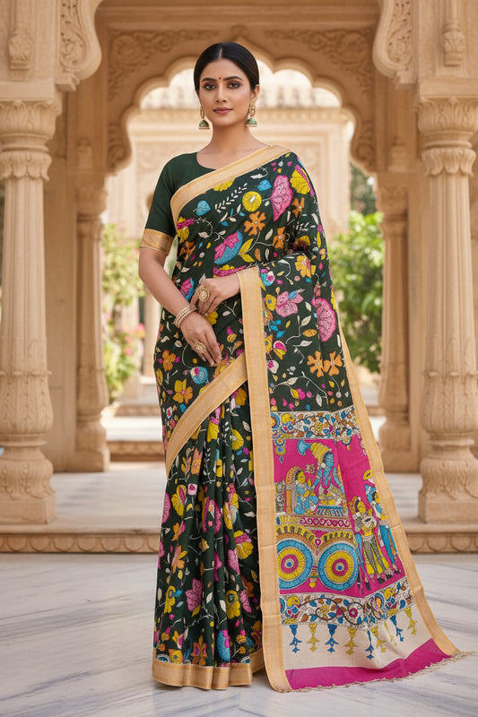 KALAMKARI HAND PAINTED SILK SAREE PRKRITI EDITION CHARIOT