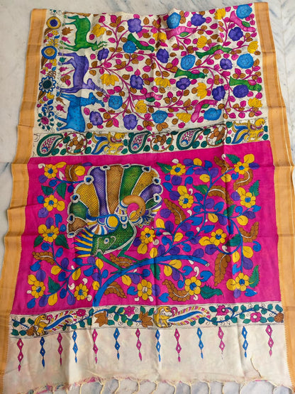 KALAMKARI HAND PAINTED SILK SAREE PRKRITI EDITION MOR