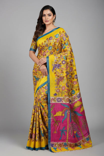 KALAMKARI HAND PAINTED SILK SAREE PRKRITI EDITION PARADISO