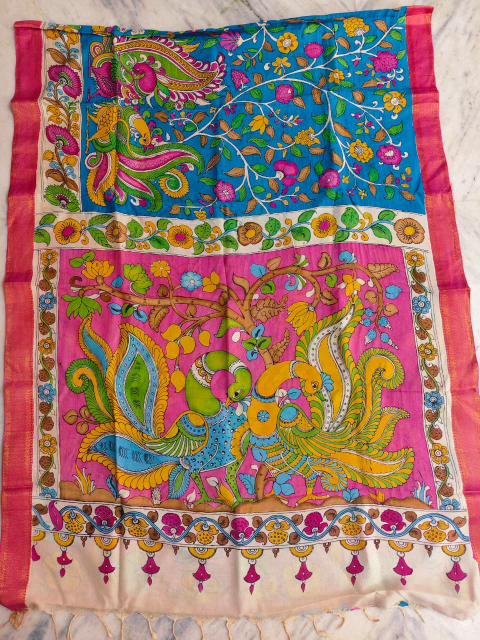 KALAMKARI HAND PAINTED SILK SAREE PRKRITI EDITION MOR
