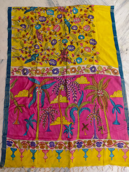 KALAMKARI HAND PAINTED SILK SAREE PRKRITI EDITION PARADISO