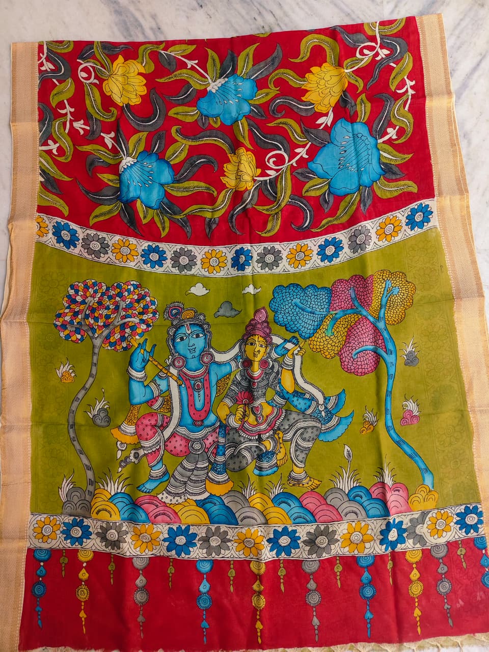 KALAMKARI HAND PAINTED SILK SAREE PRKRITI EDITION KRISHNA