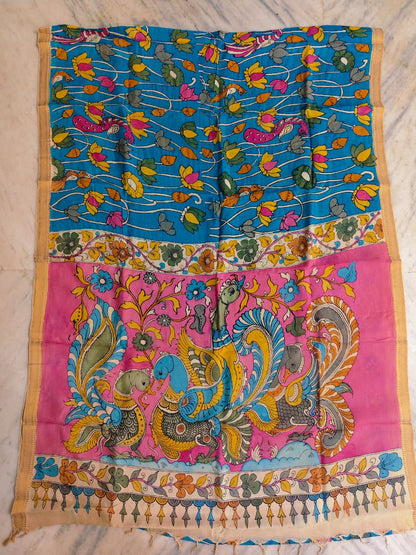 KALAMKARI HAND PAINTED SILK SAREE PRKRITI EDITION MOR