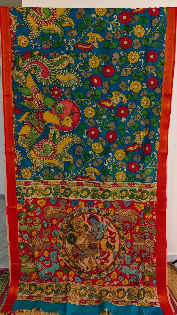 KALAMKARI HAND PAINTED SILK SAREE PRKRITI EDITION KRISHNA