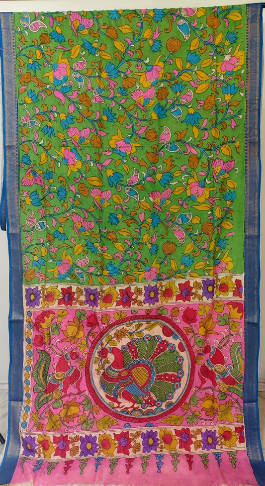 KALAMKARI HAND PAINTED SILK SAREE PRKRITI EDITION  MOR