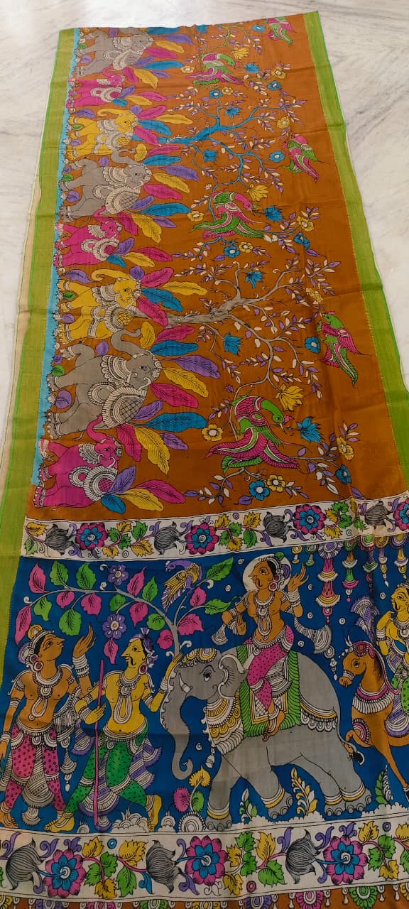 KALAMKARI HAND PAINTED SILK SAREE PRKRITI EDITION CHARIOT
