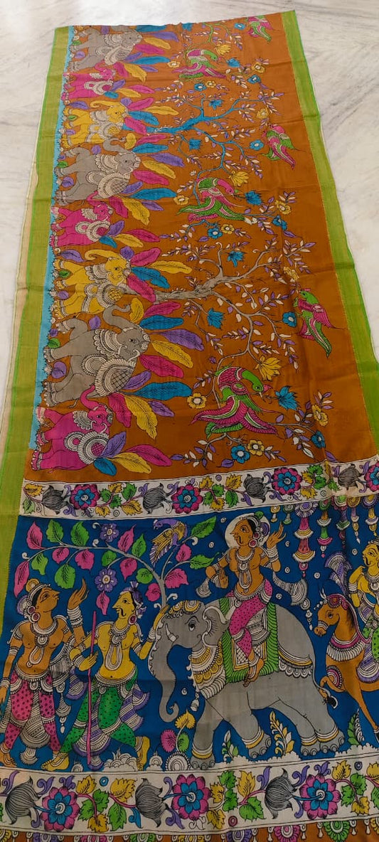 KALAMKARI HAND PAINTED SILK SAREE PRKRITI EDITION CHARIOT