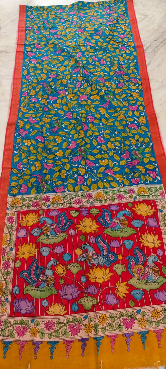 KALAMKARI HAND PAINTED SILK SAREE PRKRITI EDITION KAMALMOR