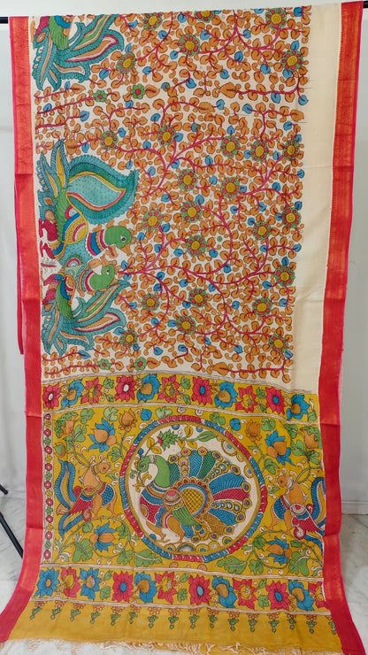 KALAMKARI HAND PAINTED SILK SAREE PRKRITI EDITION MOR