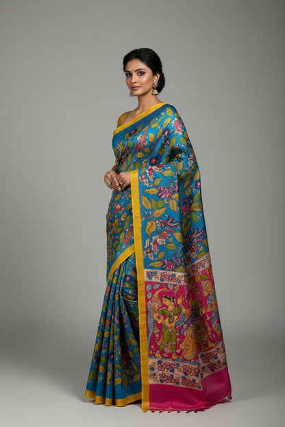 KALAMKARI HAND PAINTED SILK SAREE PRKRITI EDITION SOBHAYATRA