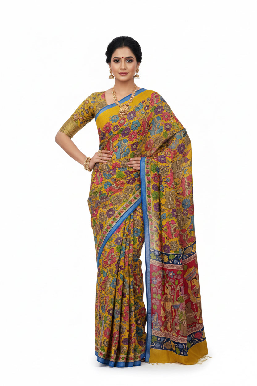 Colorful traditional fabric with intricate designs on a grassy background