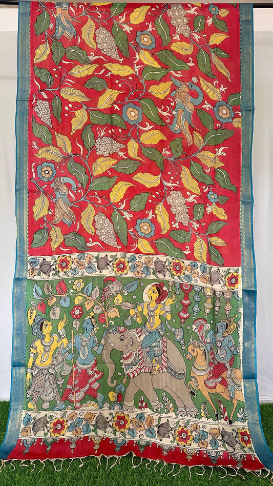 KALAMKARI HAND PAINTED SILK SAREE PRKRITI EDITION RAJ PRASTHAN