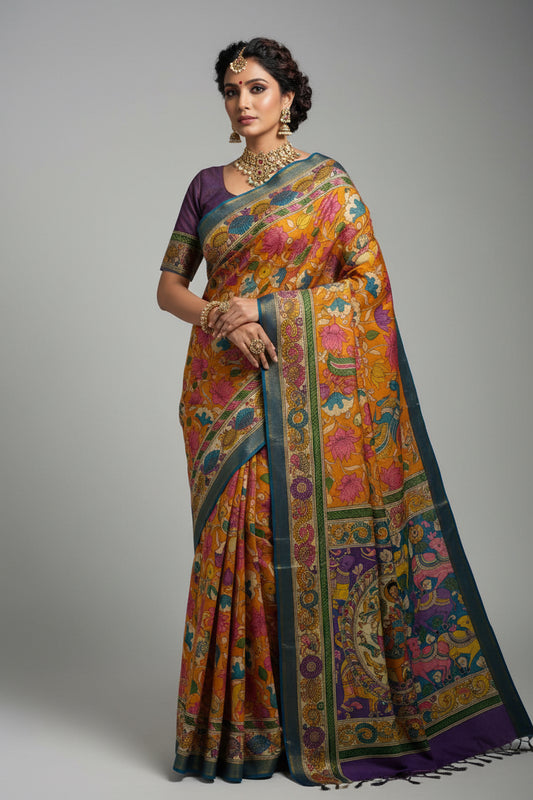 KALAMKARI HAND PAINTED SILK SAREE PRKRITI EDITION KRISHNA