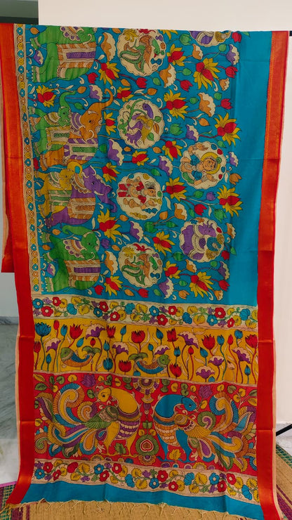 KALAMKARI HAND PAINTED SILK SAREE PRKRITI EDITION MOR