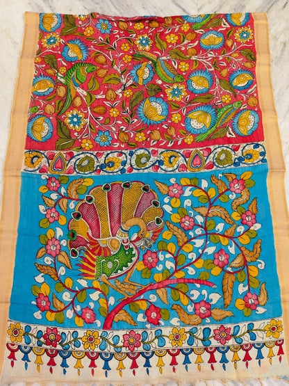 KALAMKARI HAND PAINTED SILK SAREE PRKRITI EDITION MOR