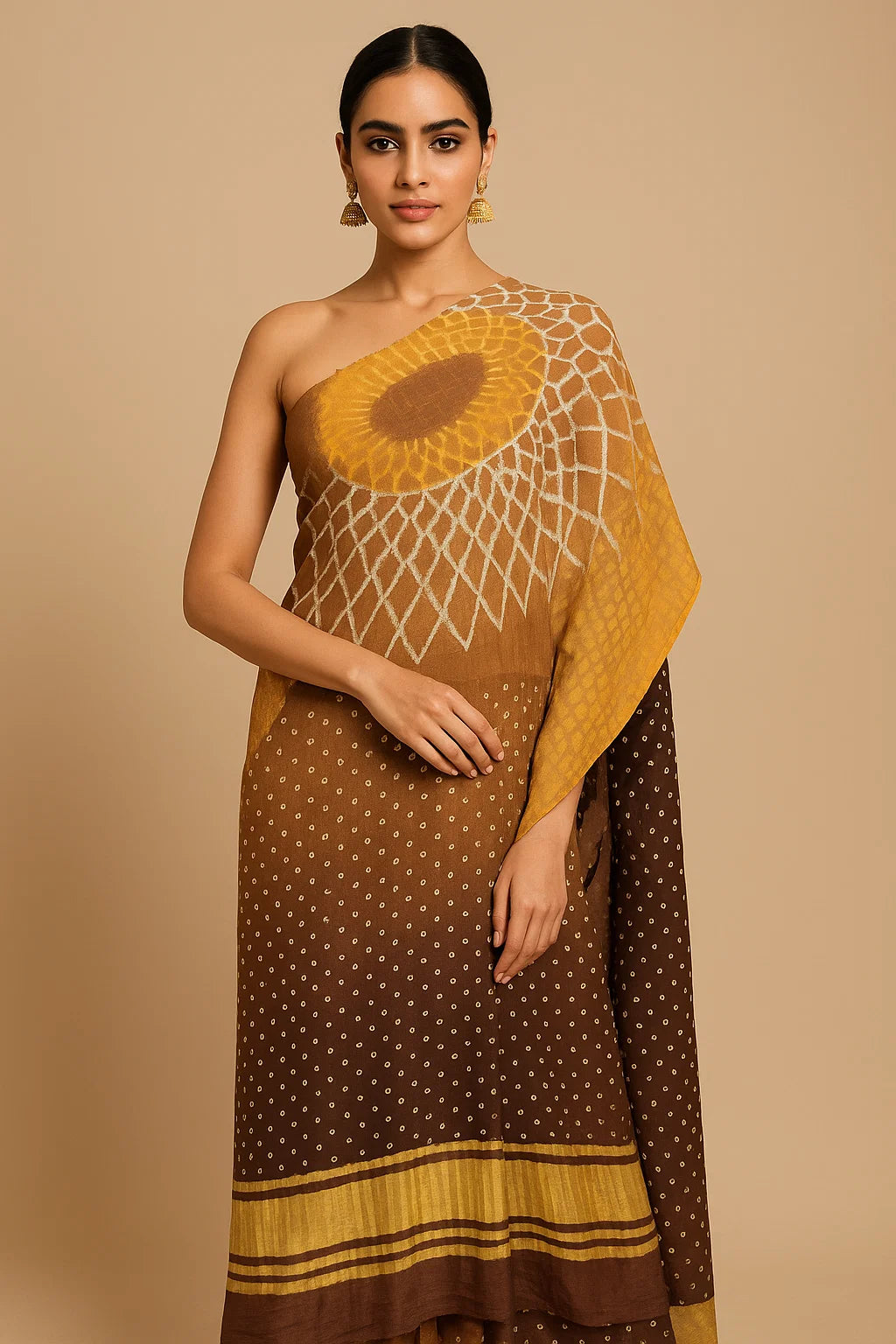 BANDHEJ BROWN OMBRE DUPPATTA