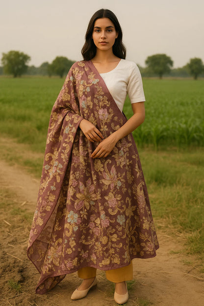 DENDRITIC BURNT PURPLE DUPPATA