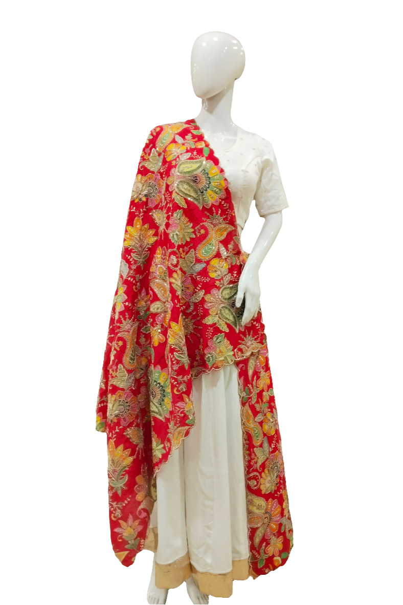 SCARLET RED BLOSSOM DUPATTA