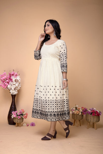 OFFWHITE EMBROIDERED MIDI