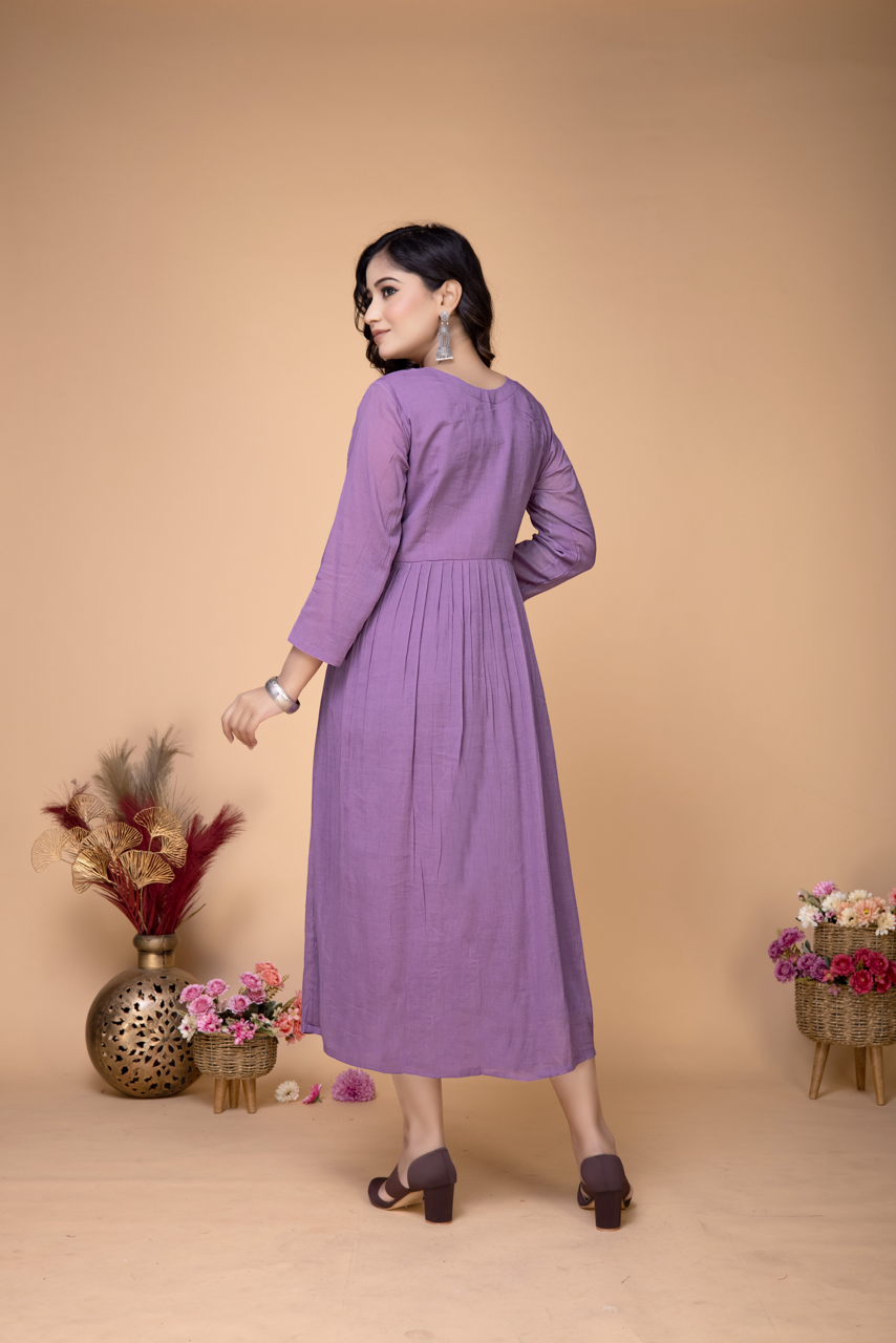 PURPLE HANDEMBROIDERED DRESS