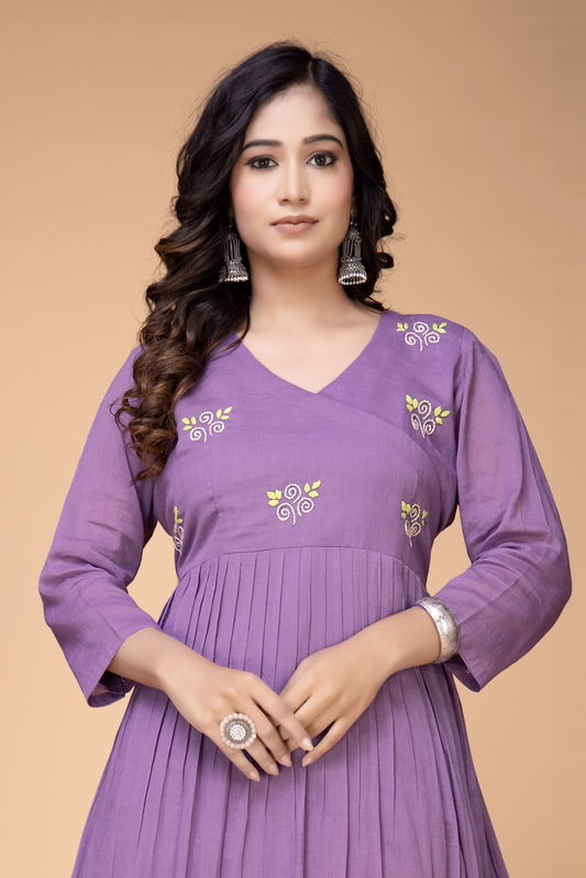 PURPLE HANDEMBROIDERED DRESS