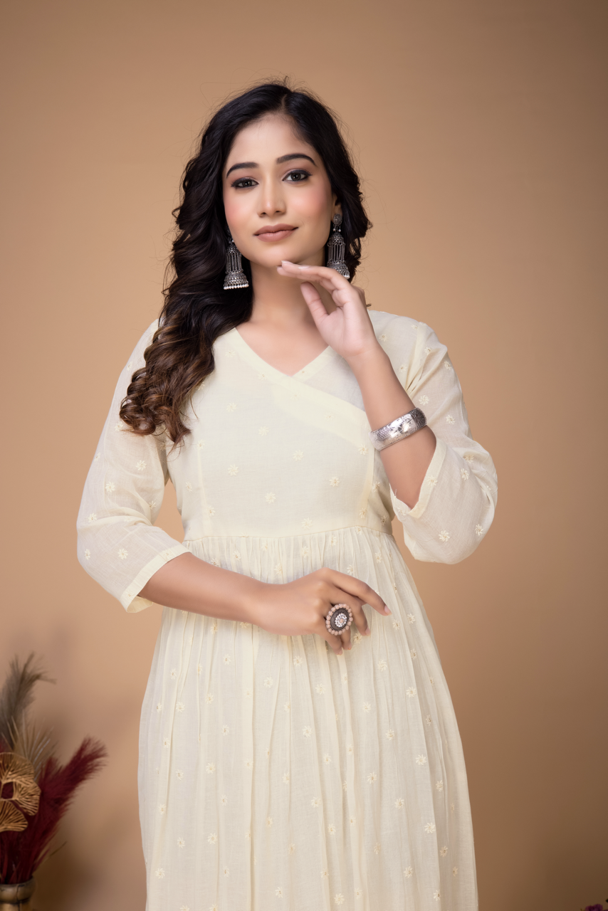 OFFWHITE WOVEN COTTON DRESS