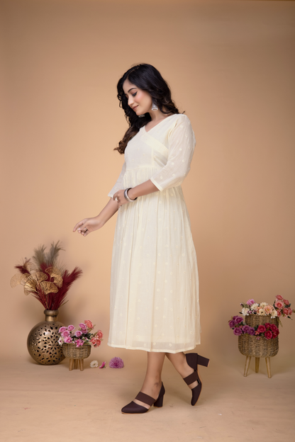 OFFWHITE WOVEN COTTON DRESS