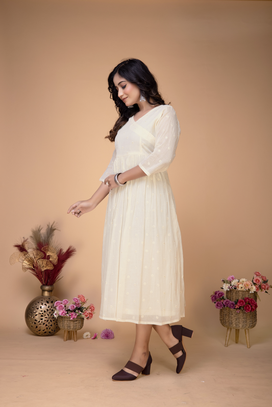 OFFWHITE WOVEN COTTON DRESS