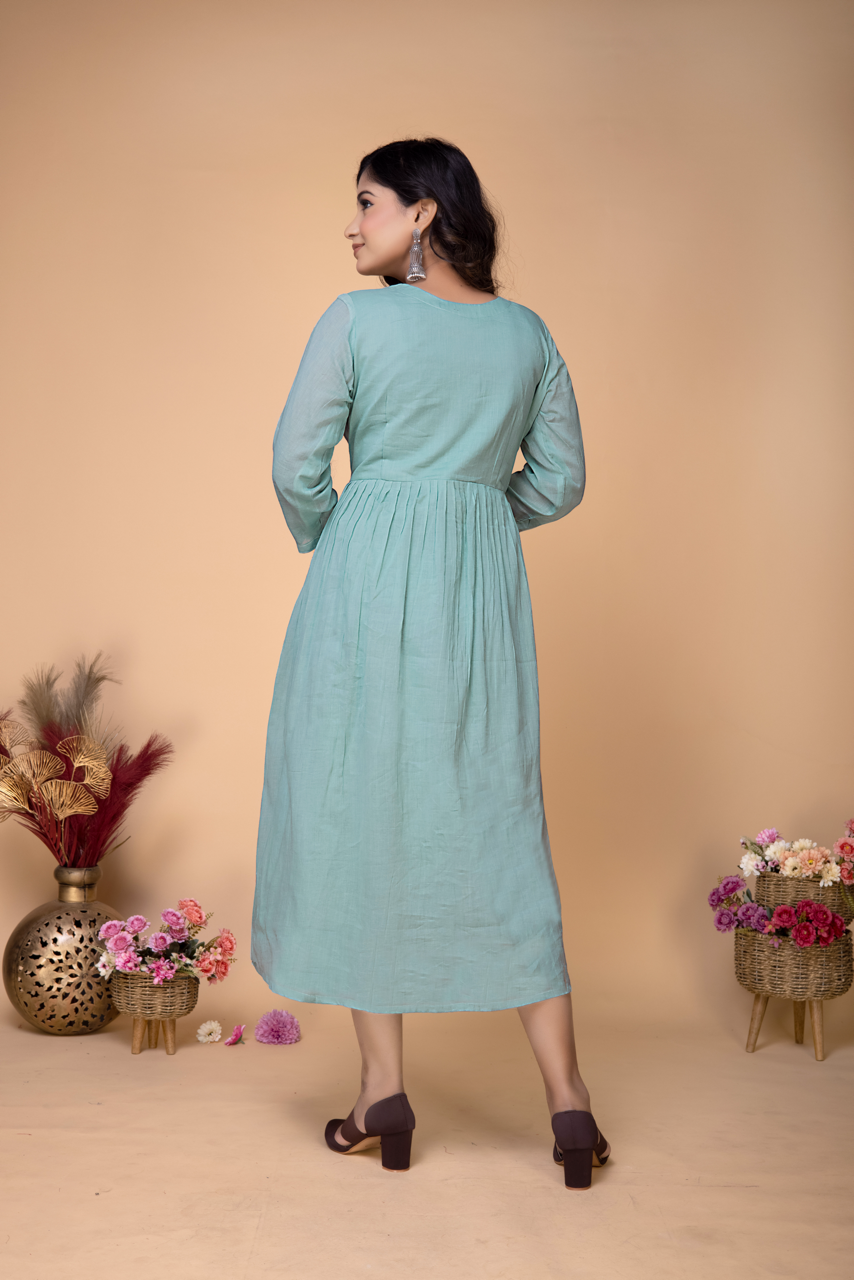 SKY BLUE MULMUL HAND EMBROIDERED