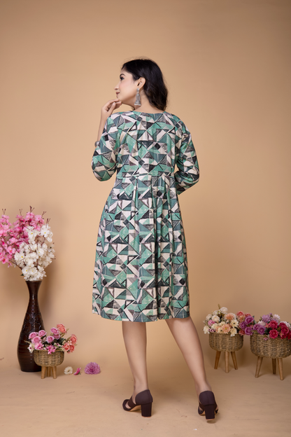 PINE GEOMETRIC ABSTRACT DRESS