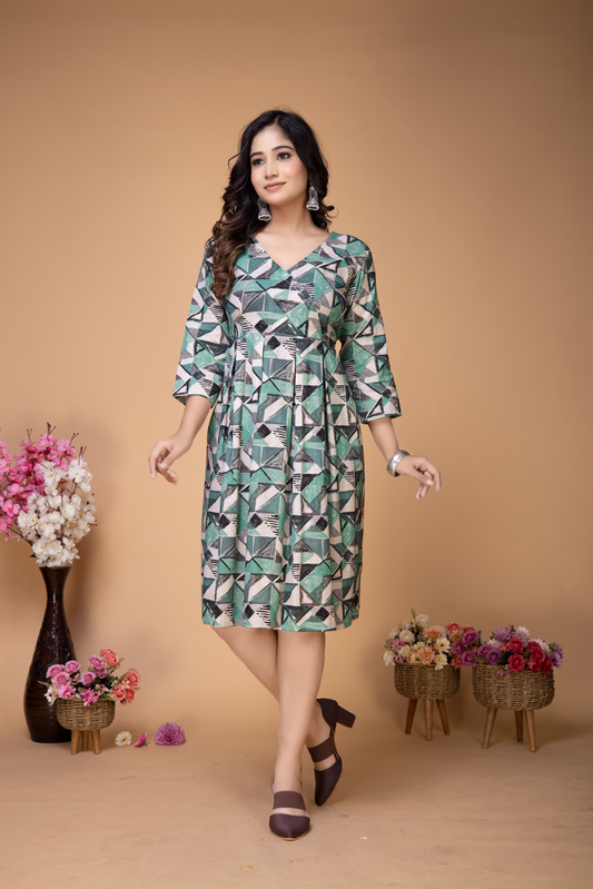 PINE GEOMETRIC ABSTRACT DRESS