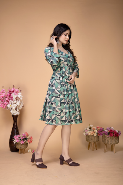 PINE GEOMETRIC ABSTRACT DRESS