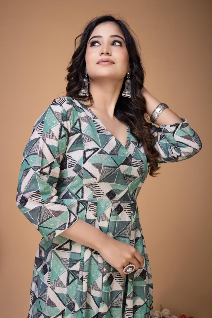 PINE GEOMETRIC ABSTRACT DRESS