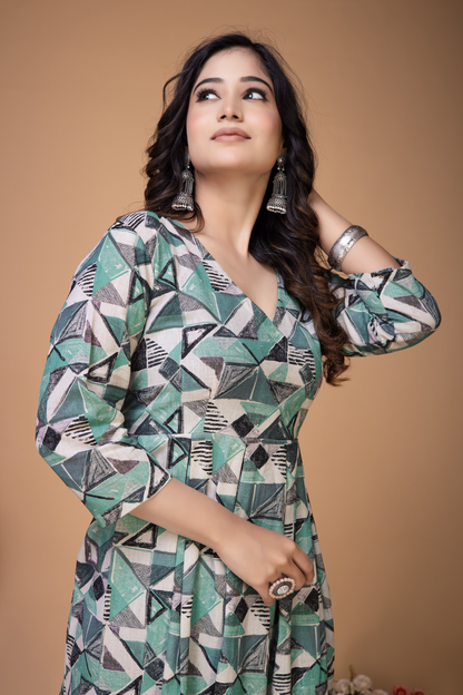 PINE GEOMETRIC ABSTRACT DRESS