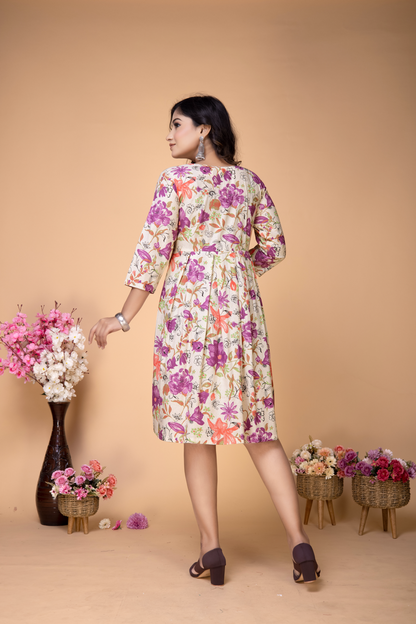 ROUGE FLORAL ABSRACT PRINT DRESS