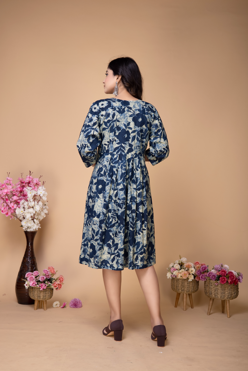 FLORALINDIGOS PRINT DRESS