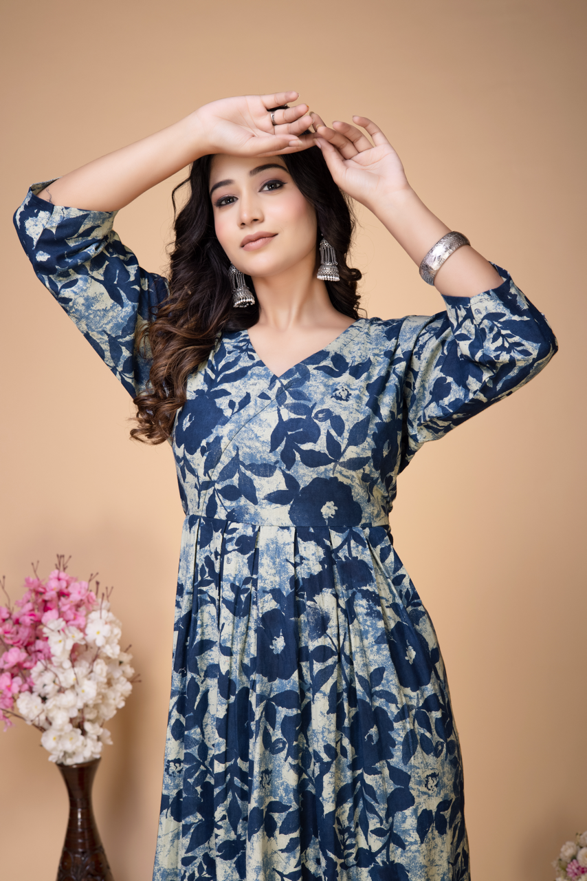 FLORALINDIGOS PRINT DRESS