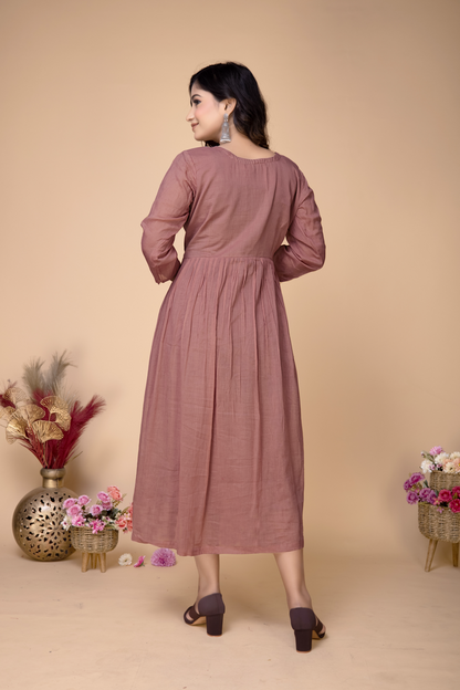 ROSYBROWN MULMUL BLOCK PRINTED