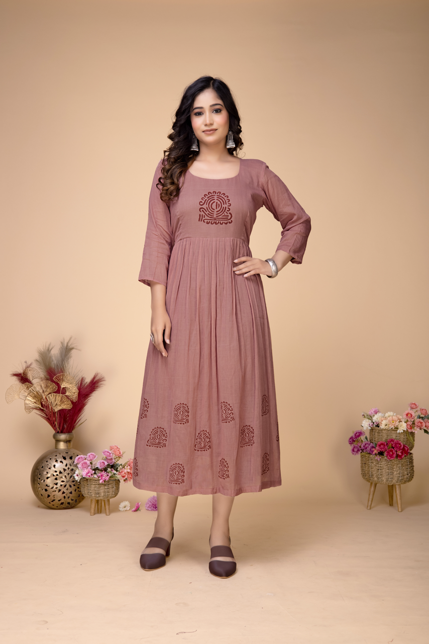 ROSYBROWN MULMUL BLOCK PRINTED