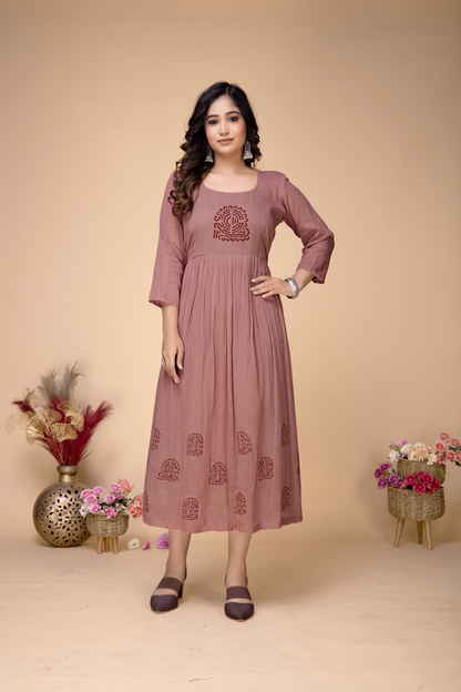 ROSYBROWN MULMUL BLOCK PRINTED