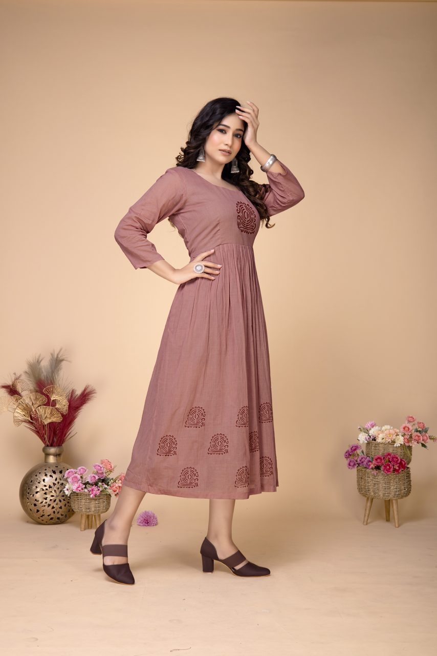 ROSYBROWN MULMUL BLOCK PRINTED