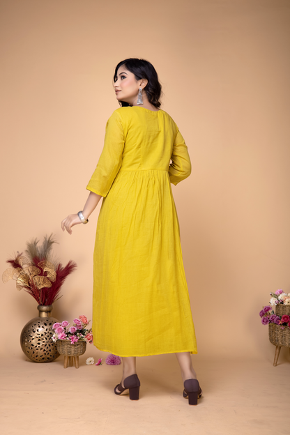 YELLOW BRIGHT AABHLA ANGARKHA STYLE