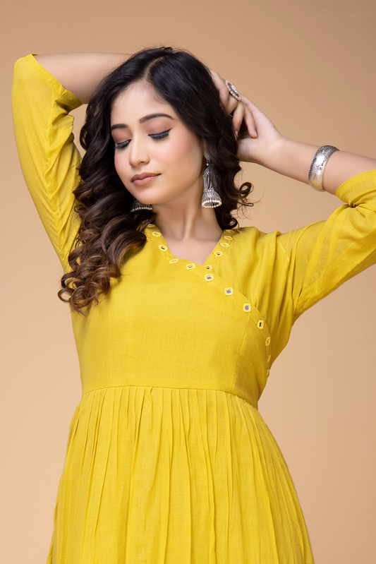 YELLOW BRIGHT AABHLA ANGARKHA STYLE