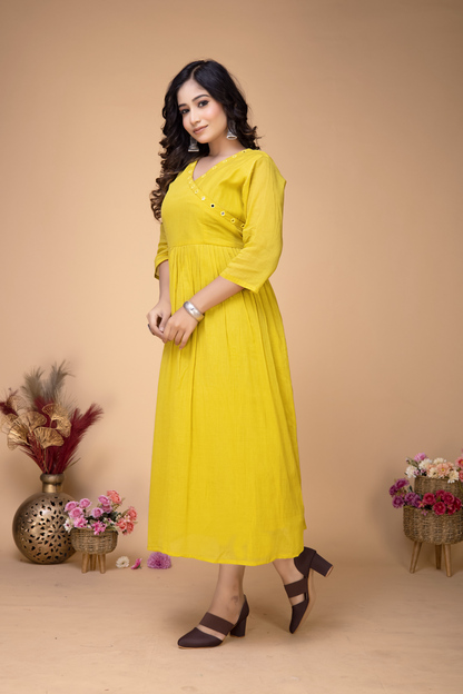 YELLOW BRIGHT AABHLA ANGARKHA STYLE