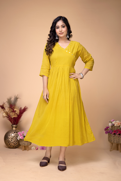 YELLOW BRIGHT AABHLA ANGARKHA STYLE