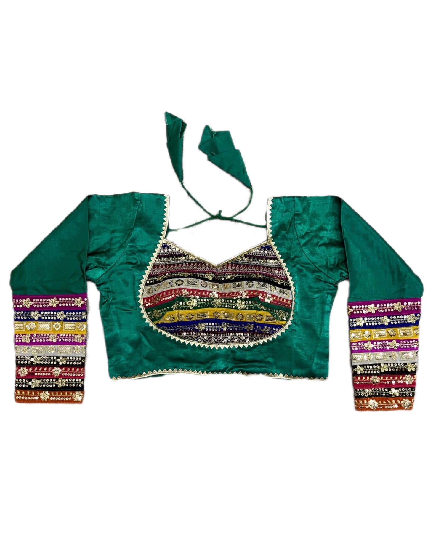 TEAL GREEN BORDER BLOUSE